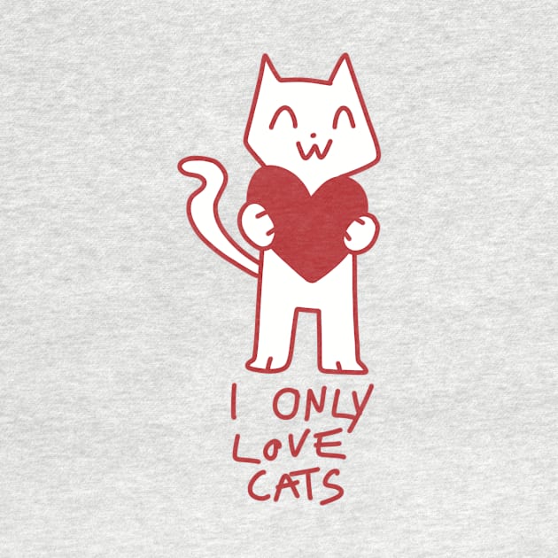 I only love cats cute illustration red by maoudraw